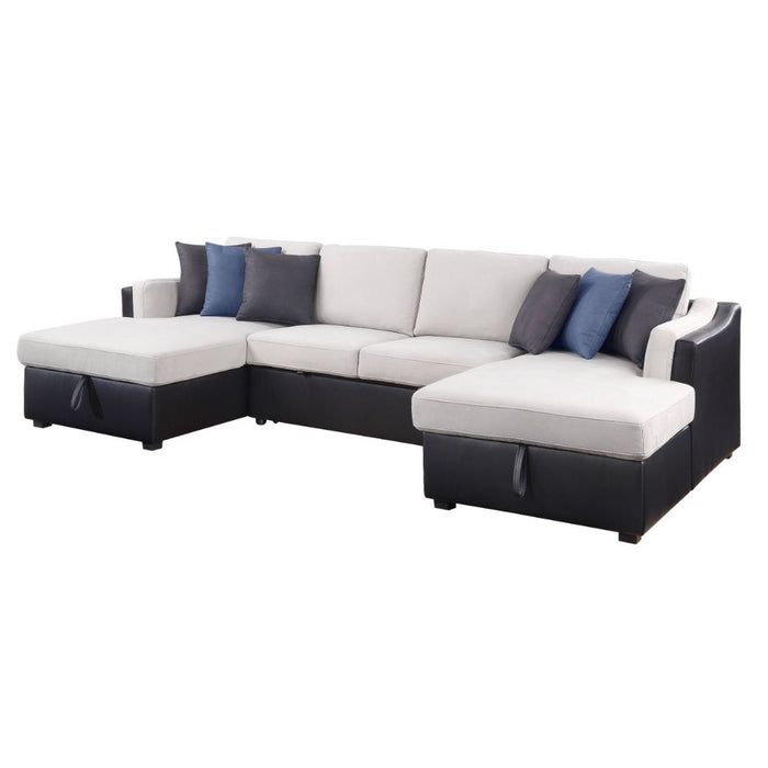 Merill 127"L Sectional Sofa with Sleeper & 6 Pillows