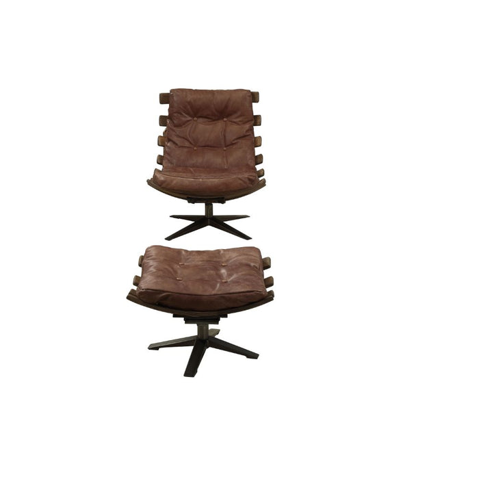 Gandy Top Grain Leather Chair & Ottoman