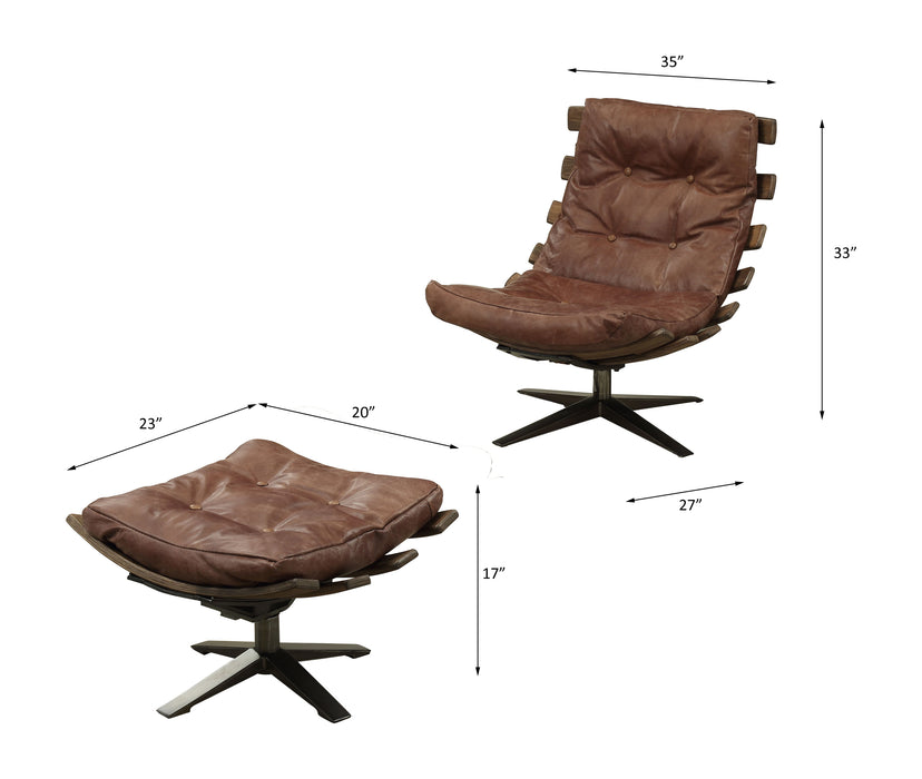 Gandy Top Grain Leather Chair & Ottoman