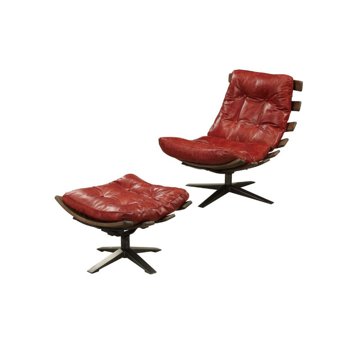 Gandy Top Grain Leather Chair & Ottoman