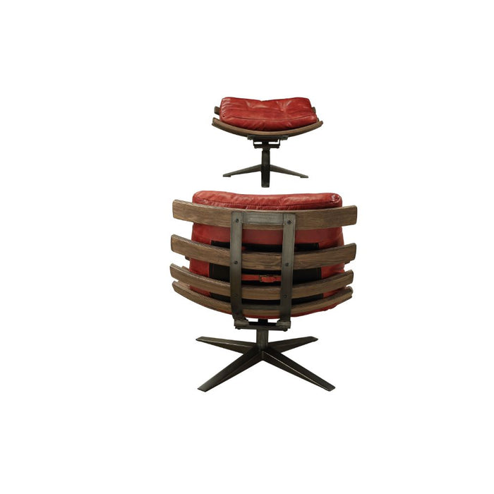 Gandy Top Grain Leather Chair & Ottoman