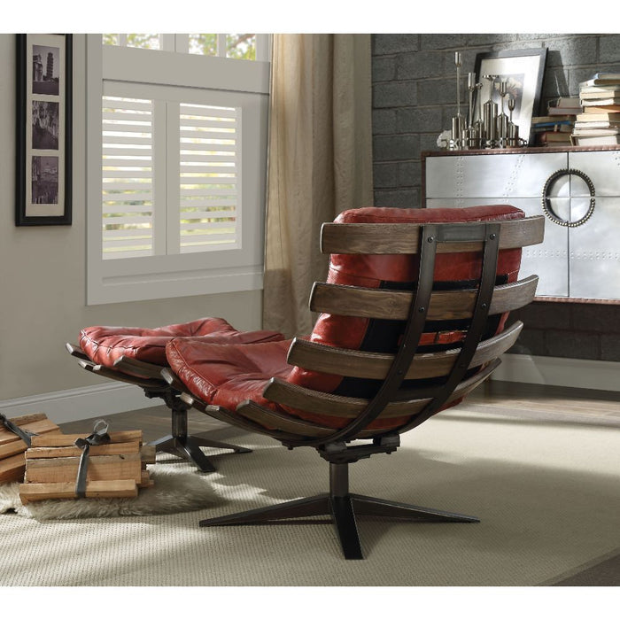 Gandy Top Grain Leather Chair & Ottoman