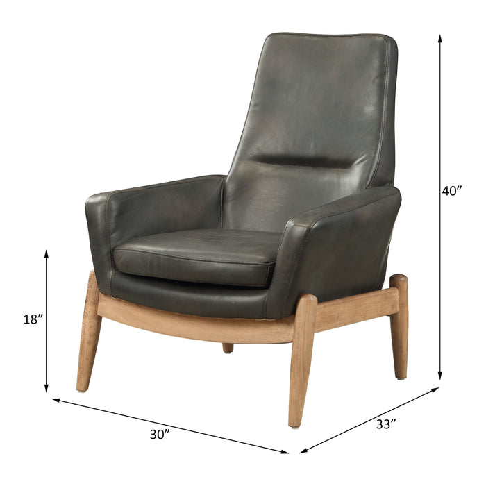 Dolphin Top Grain Leather Accent Chair