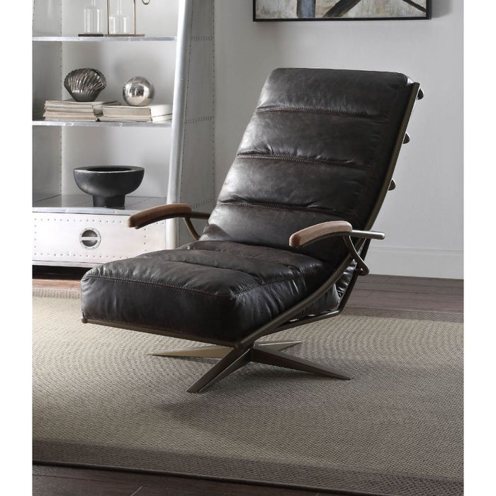 Ekin Top Grain Leather Accent Chair with Swivel