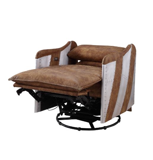 Qalurne Upholstered Power Motion Recliner with Swivel