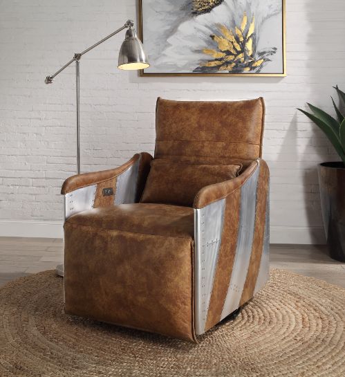 Qalurne Upholstered Power Motion Recliner with Swivel