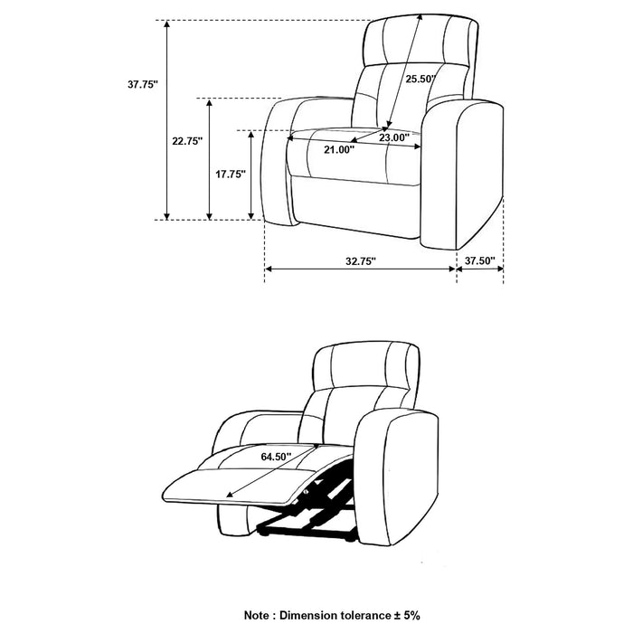 Coaster Cyrus Home Theater Upholstered Recliner Black Default Title