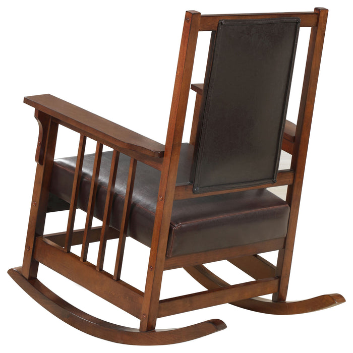 Coaster Ida Upholstered Rocking Chair Tobacco and Dark Brown Default Title