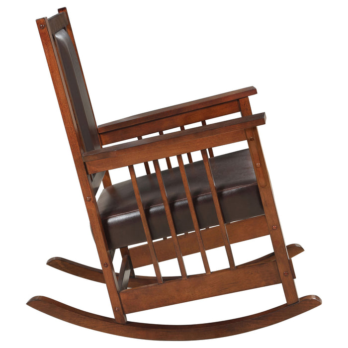 Coaster Ida Upholstered Rocking Chair Tobacco and Dark Brown Default Title