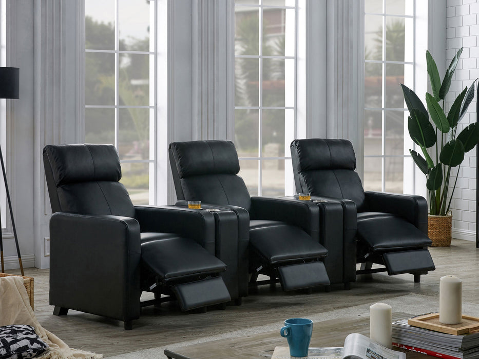 Coaster Toohey Upholstered Tufted Recliner Living Room Set Black Default Title