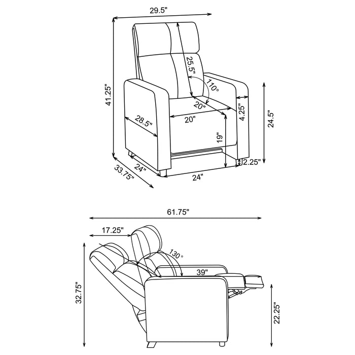 Coaster Toohey Home Theater Push Back Recliner Black Default Title