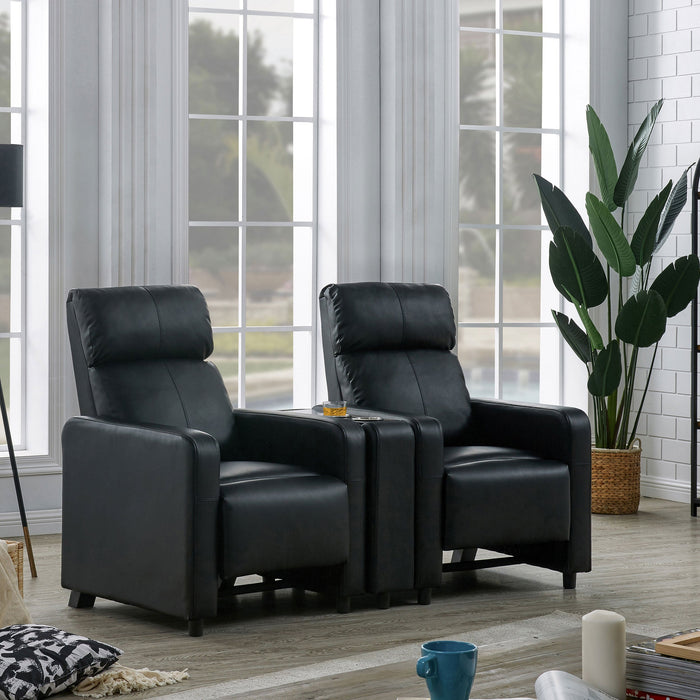 Coaster Toohey Home Theater Push Back Recliner Black Default Title