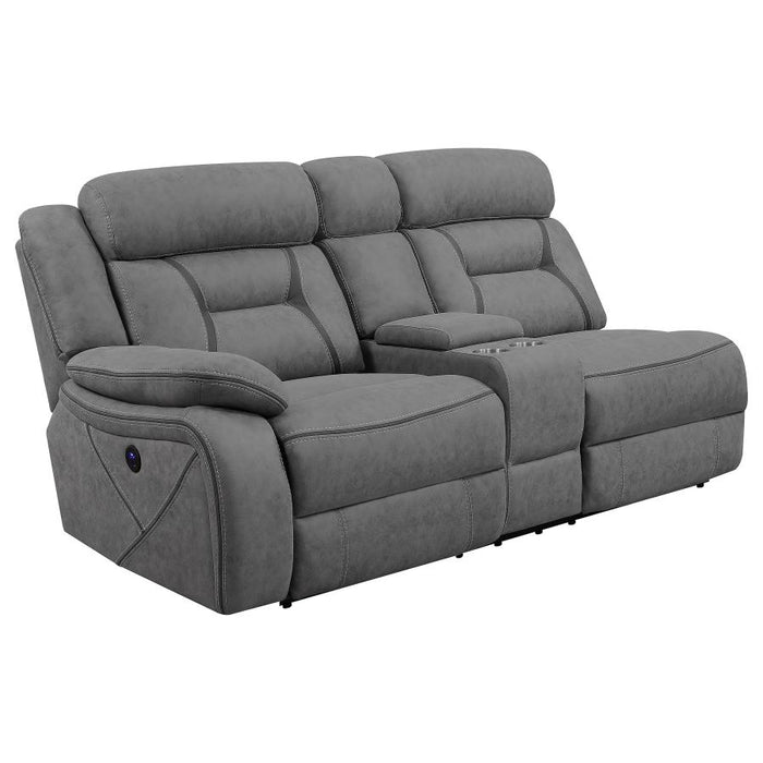 Higgins Upholstered LAF Power Loveseat Grey