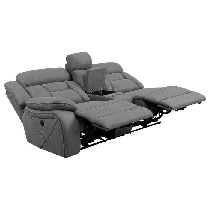 Higgins Upholstered LAF Power Loveseat Grey