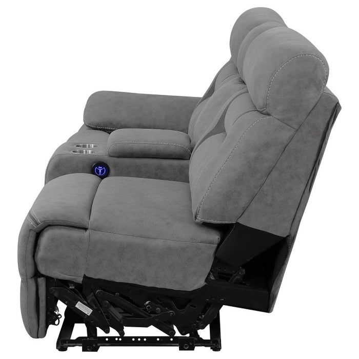 Higgins Upholstered LAF Power Loveseat Grey