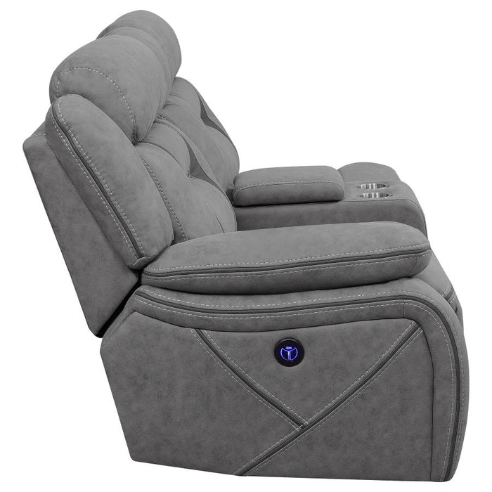 Higgins Upholstered LAF Power Loveseat Grey