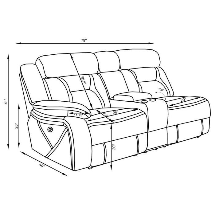 Higgins Upholstered LAF Power Loveseat Grey