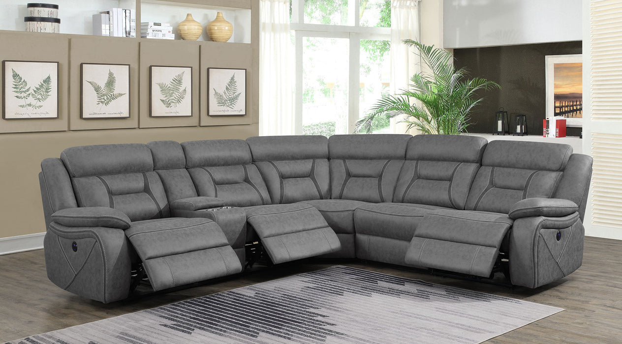 Coaster Higgins Upholstered Power Sectional Grey Default Title