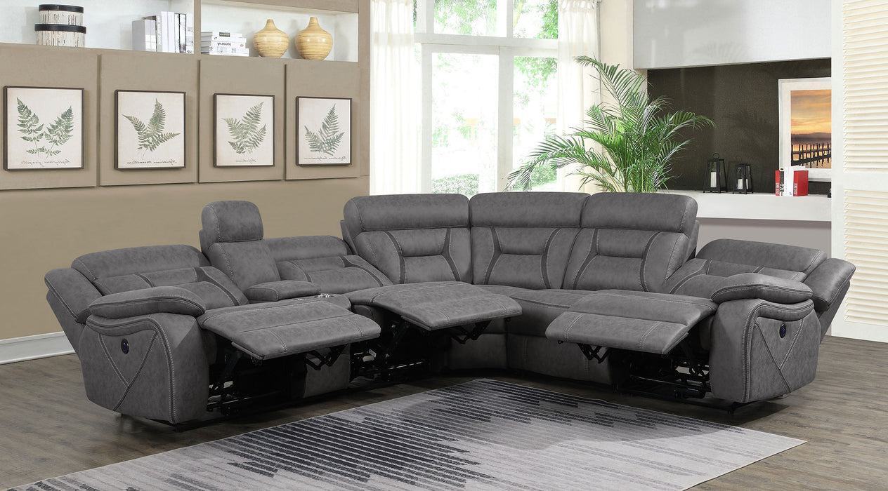 Coaster Higgins Upholstered Power Sectional Grey Default Title