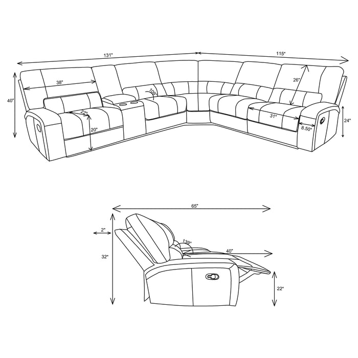 Coaster Brunson 3-piece Upholstered Motion Sectional Brown Default Title