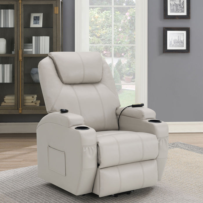 Coaster Sanger Upholstered Power Lift Recliner Chair with Massage Champagne Default Title