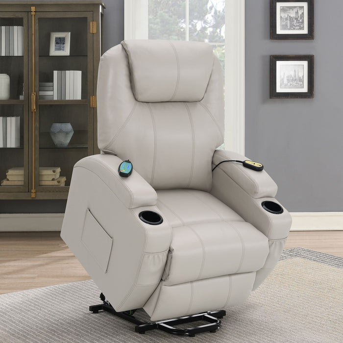 Coaster Sanger Upholstered Power Lift Recliner Chair with Massage Champagne Default Title