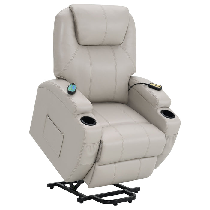 Coaster Sanger Upholstered Power Lift Recliner Chair with Massage Champagne Default Title