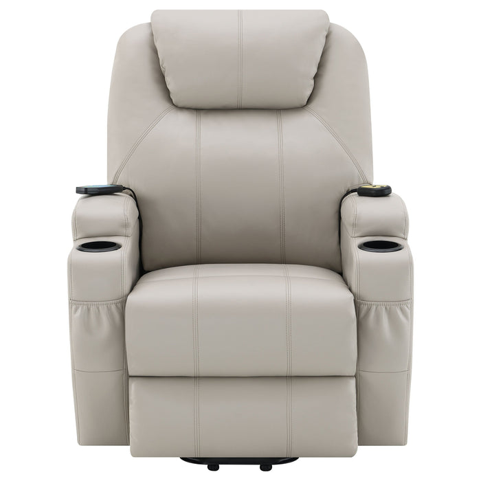 Coaster Sanger Upholstered Power Lift Recliner Chair with Massage Champagne Default Title