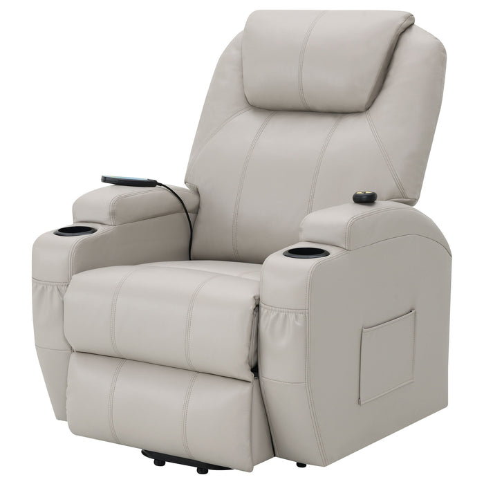 Coaster Sanger Upholstered Power Lift Recliner Chair with Massage Champagne Default Title