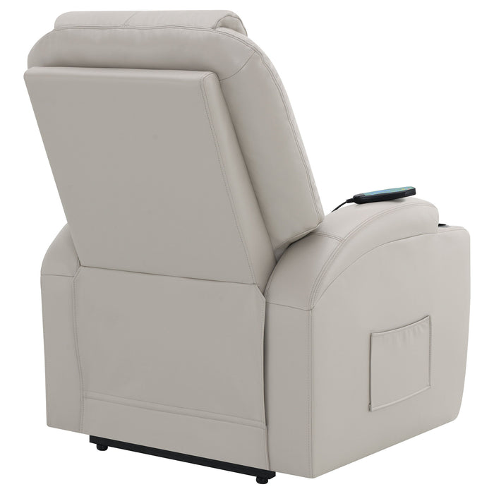 Coaster Sanger Upholstered Power Lift Recliner Chair with Massage Champagne Default Title