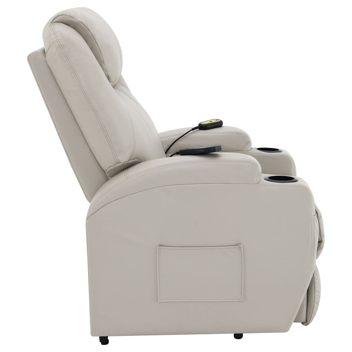 Coaster Sanger Upholstered Power Lift Recliner Chair with Massage Champagne Default Title