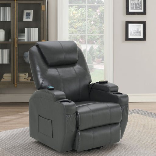 Coaster Sanger Upholstered Power Lift Recliner Chair with Massage Charcoal Grey Default Title