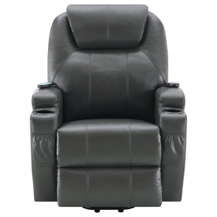 Coaster Sanger Upholstered Power Lift Recliner Chair with Massage Charcoal Grey Default Title