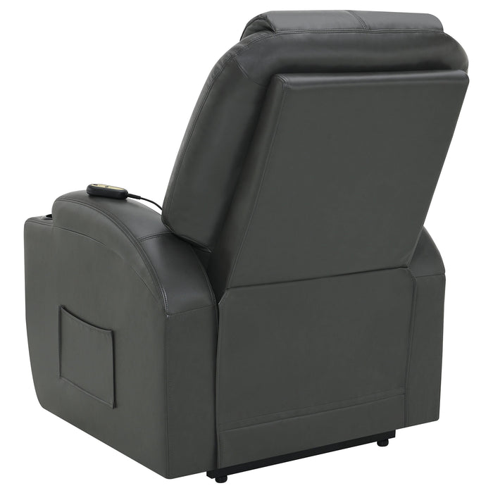 Coaster Sanger Upholstered Power Lift Recliner Chair with Massage Charcoal Grey Default Title