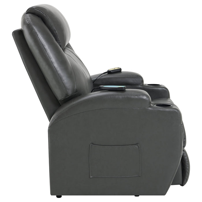 Coaster Sanger Upholstered Power Lift Recliner Chair with Massage Charcoal Grey Default Title