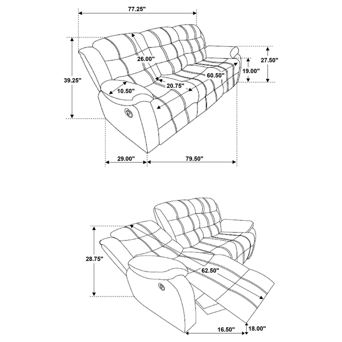 Coaster Rodman Pillow Top Arm Motion Sofa Olive Brown Default Title