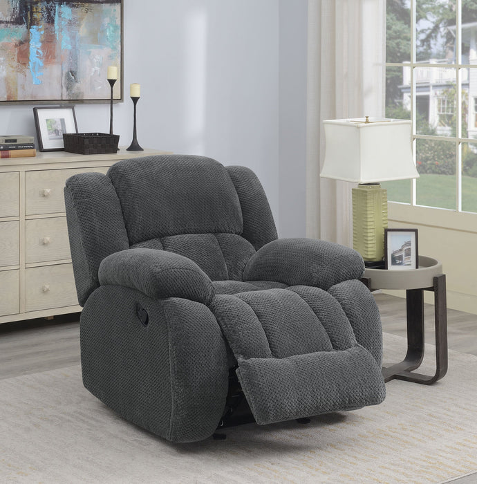 Coaster Weissman Upholstered Glider Recliner Charcoal Default Title