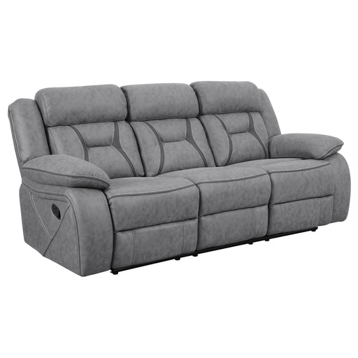 Coaster Higgins Pillow Top Arm Upholstered Motion Sofa Grey Default Title