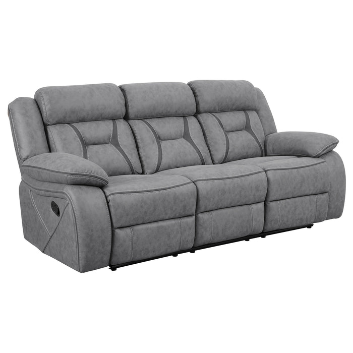 Coaster Higgins Pillow Top Arm Upholstered Motion Sofa Grey Default Title