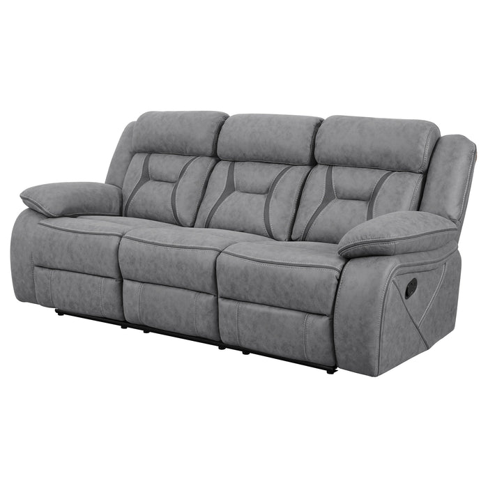 Coaster Higgins Pillow Top Arm Upholstered Motion Sofa Grey Default Title