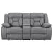 Coaster Higgins Pillow Top Arm Motion Loveseat with Console Grey Default Title