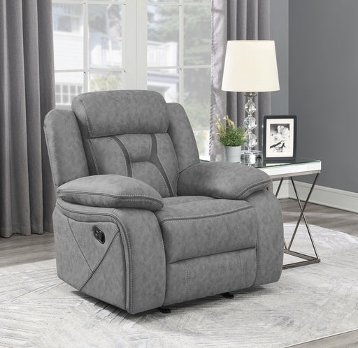 Coaster Higgins Overstuffed Upholstered Glider Recliner Grey Default Title