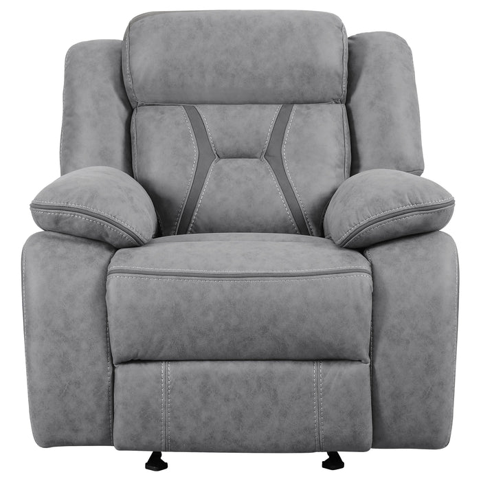 Coaster Higgins Overstuffed Upholstered Glider Recliner Grey Default Title