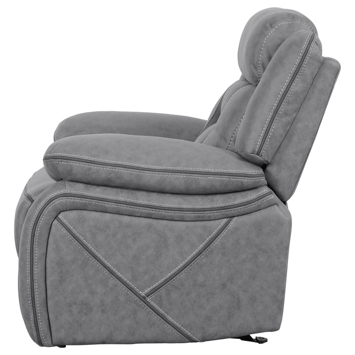 Coaster Higgins Overstuffed Upholstered Glider Recliner Grey Default Title