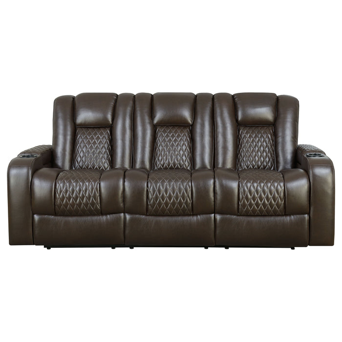 Delangelo Power^2 Sofa with Drop-down Table Brown