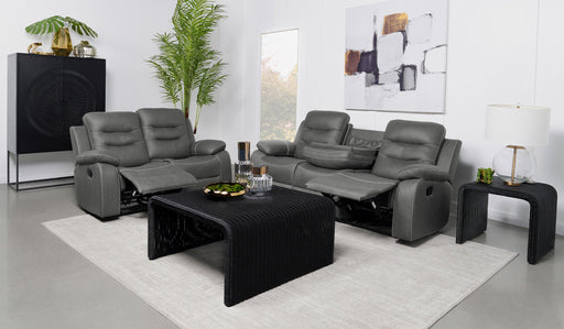 Coaster Nova 2-piece Upholstered Motion Reclining Sofa Set Dark Grey Sofa+Loveseat