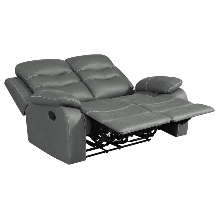 Coaster Nova 2-piece Upholstered Motion Reclining Sofa Set Dark Grey Sofa+Loveseat+Armchair