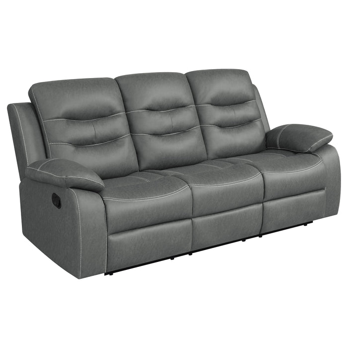 Coaster Nova 2-piece Upholstered Motion Reclining Sofa Set Dark Grey Sofa+Loveseat+Armchair