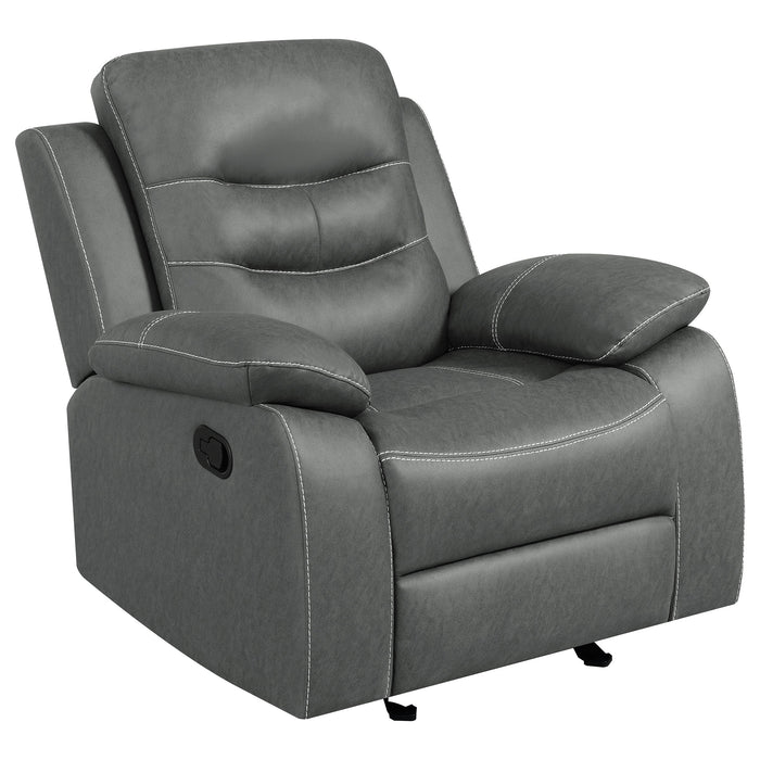 Coaster Nova 2-piece Upholstered Motion Reclining Sofa Set Dark Grey Sofa+Loveseat+Armchair