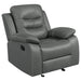 Coaster Nova 2-piece Upholstered Motion Reclining Sofa Set Dark Grey Sofa+Loveseat+Armchair